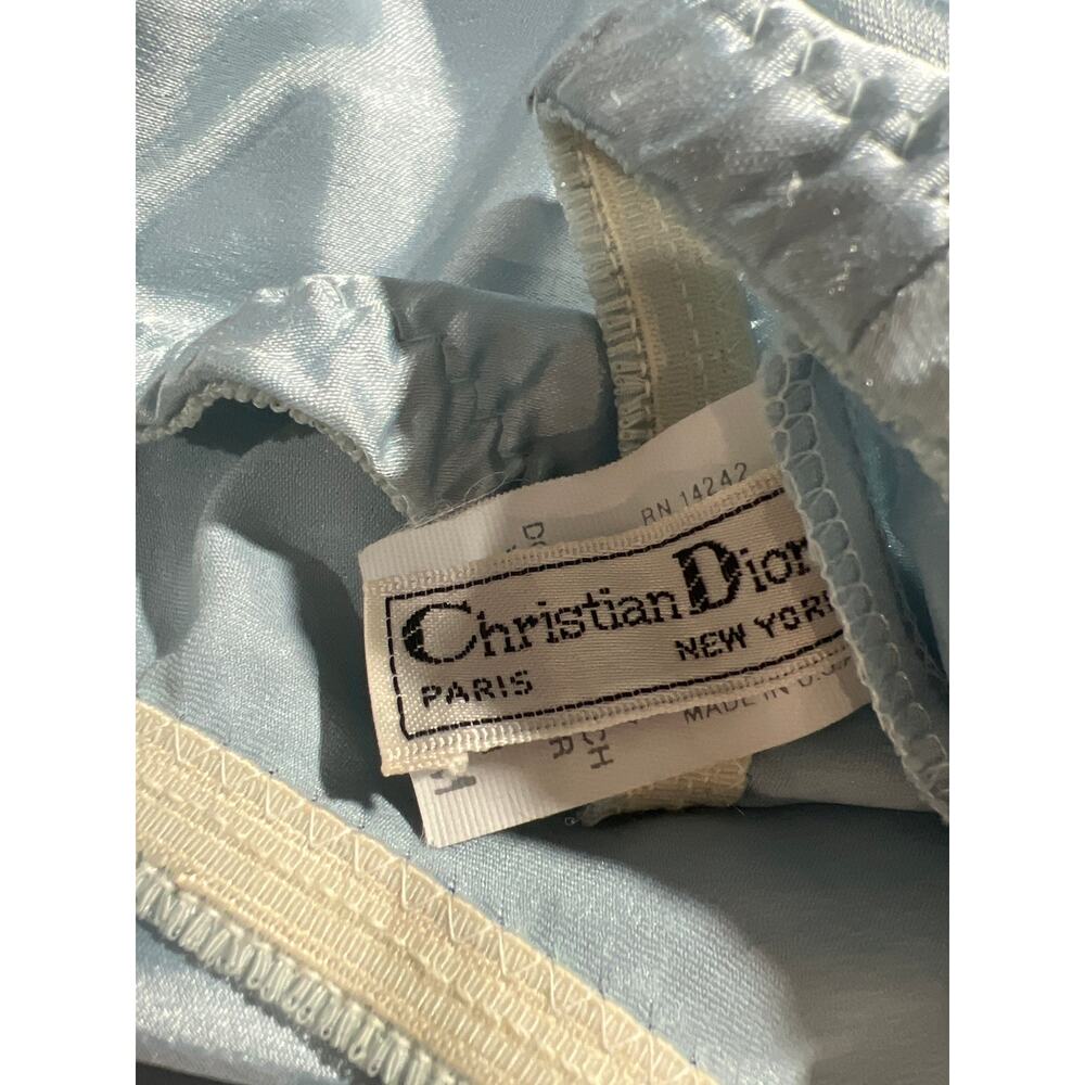 Vintage Christian Dior Slip Skirt Light Blue Lace Trim ILGWU USA Made M - Picture 3 of 15